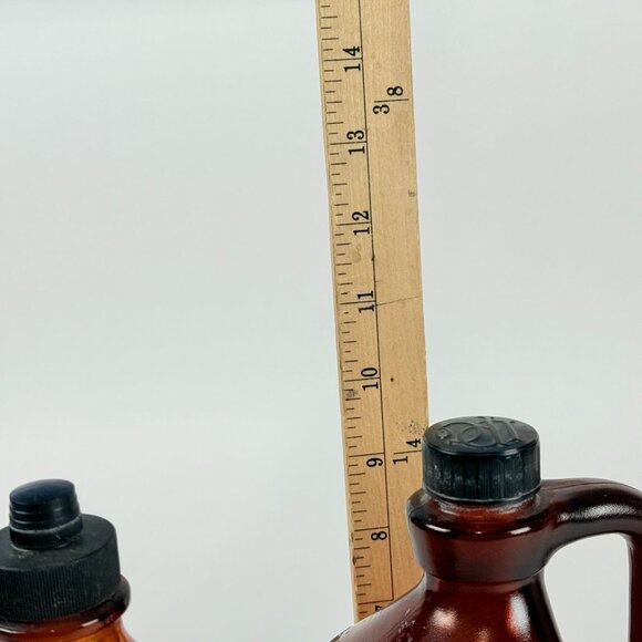 Vintage 1950s Clorox Bottles Set Amber Glass Brown Jug Prop Midcentury Decor Far - Picture 9 of 10